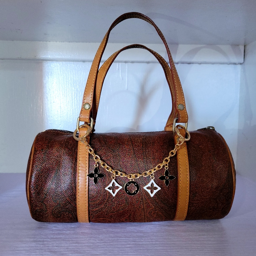Etro Burgundy Paisley Cylinder Bag